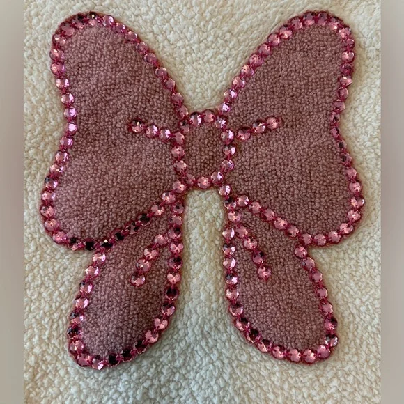 Lola and The Boys Plush Pink Crystal Bow Sweater Size 10 - Picture 3 of 4